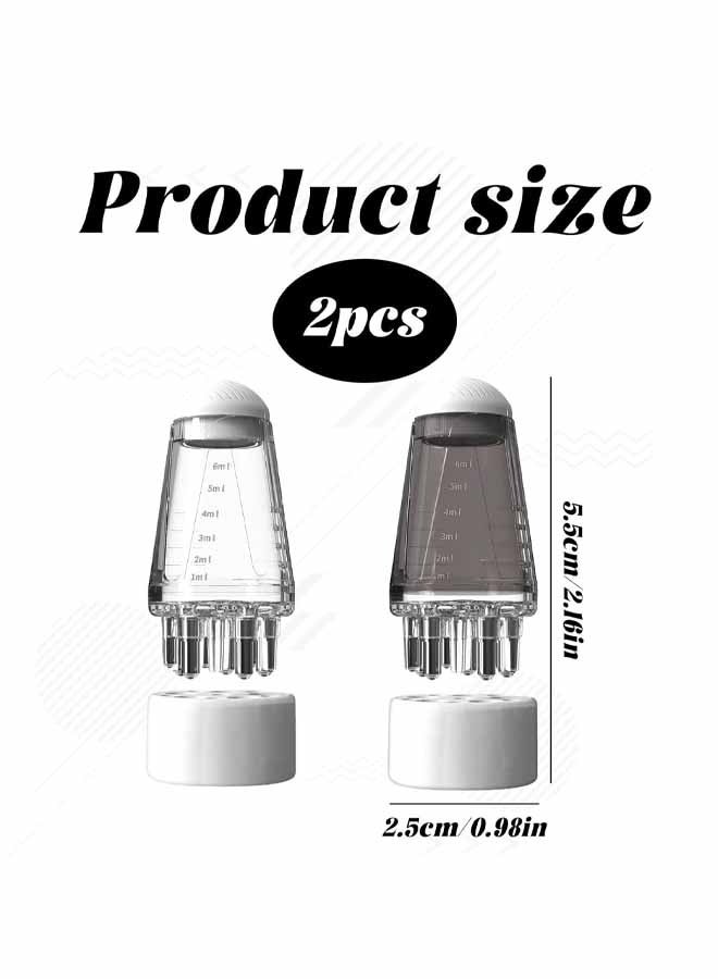 مجموعة زجاجات تطبيق الزيت، موزع لعلاج فروة الرأس سعة 6 مل مع رؤوس تدليك، عبوة من قطعتين، شفاف ورمادي - Image 2